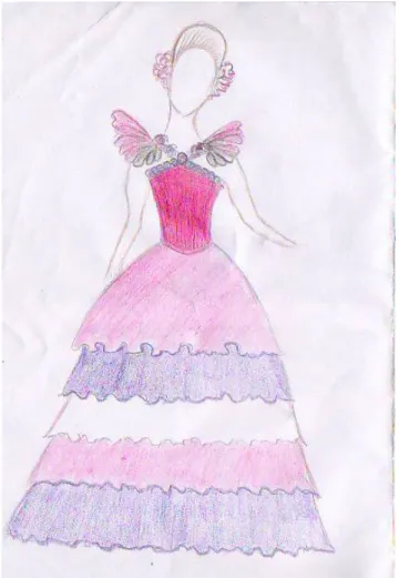 Gambar 38.  Desain Gaun Putri Aurora                       (Sketsa: Intan Kamal, 2012) 