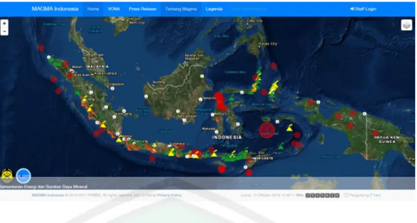 Gambar 2.4 Peta Sebaran Gunung Api di Indonesia   Sumber : https://magma.vsi.esdm.go.id/ 