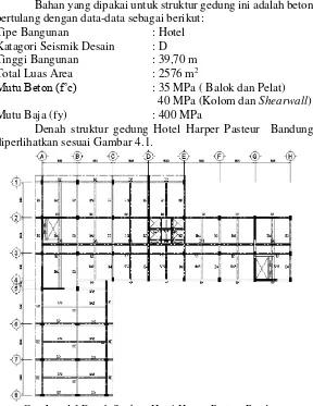 Gambar 4.1 Denah Struktur Hotel Harper Pasteur Bandung