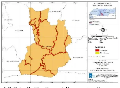 Gambar 4.2 Peta Buffer Sungai Kecamatan Sampang 