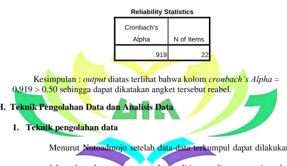 Tabel 10  Uji realibilitas 
