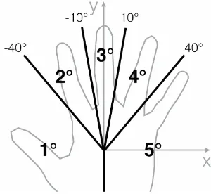 Gambar 3.10: Pembagian sudut di telapak tangan