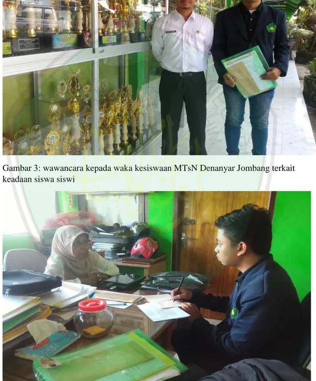 Gambar 4 : wawancar kepada waka kurikulum MTsN Denayar Jombang terkait  pembelajaran di sekolah 