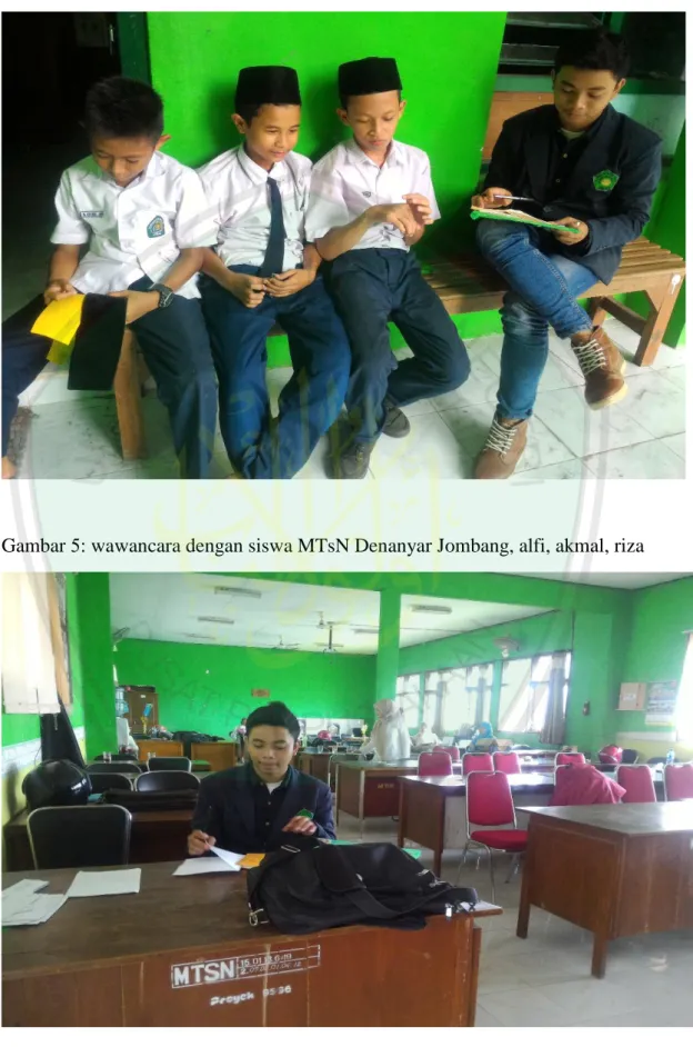 Gambar 5: wawancara dengan siswa MTsN Denanyar Jombang, alfi, akmal, riza  