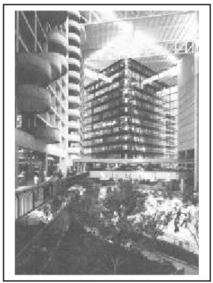 Gambar 15. Pola pergerakan pejalan  kaki pada atrium plaza    (Schwanke, 1987).