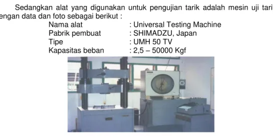 Gambar 1. Foto Mesin uji tarik Universal 