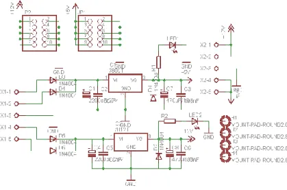 Gambar 2 Rangkaian catu daya  2.2.2 Perancangan rangkaian pengkondisi sinyal sensor load cell 