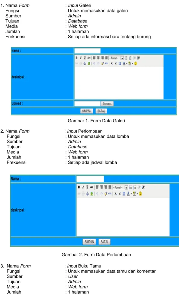 Gambar 1. Form Data Galeri 