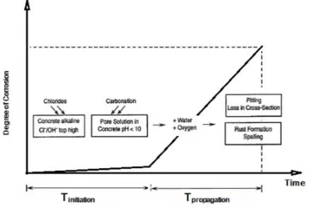 Gambar 2.2 Model Tutti menunjukan fase inisiasi dan propagasi (Tutti, 1982) 
