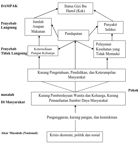 Gambar 2.1 Kerangka Teoritis Kurang Energi Kronis (KEK) pada ibu hamil dikutip dari Soekirman (2000) dan UNICEF (1998)