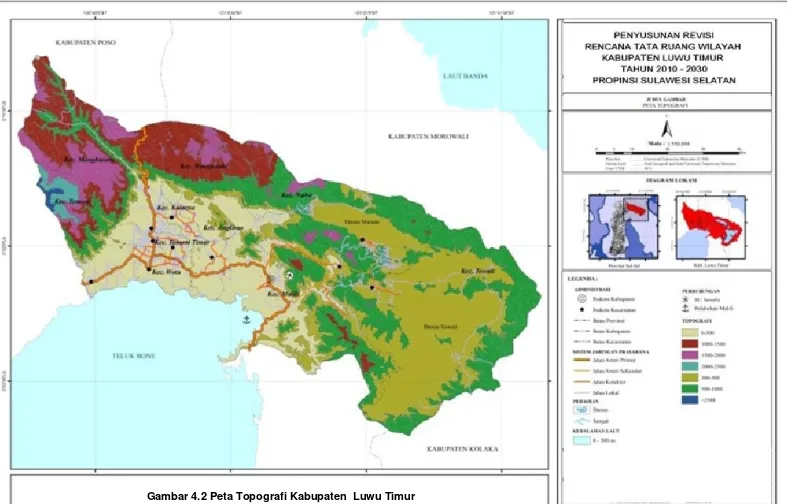Gambar 4.2 Peta Topografi Kabupaten  Luwu Timur 