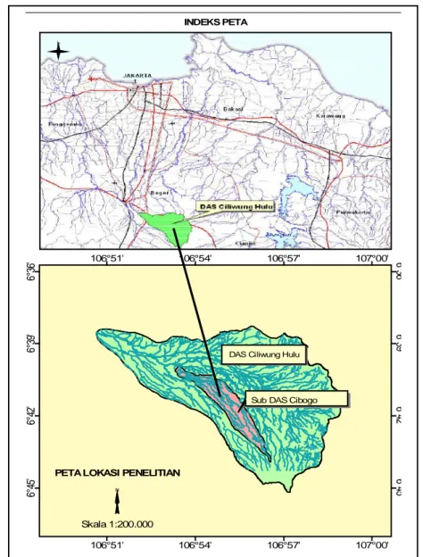 Gambar  3.1. Peta Lokasi Zona Pelepasan (DAS Ciliwung Hulu)  