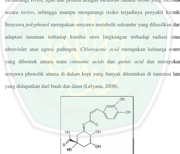 Gambar 2.2 Struktur kimia Chlorogenic acid (Lelyana, 2008) 