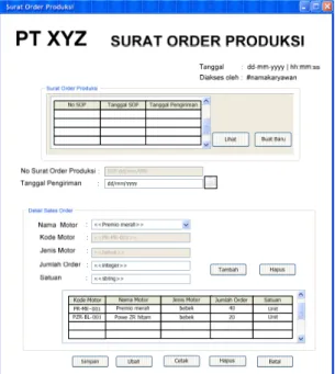 Gambar 5 User Interface Form Surat Order Produksi 