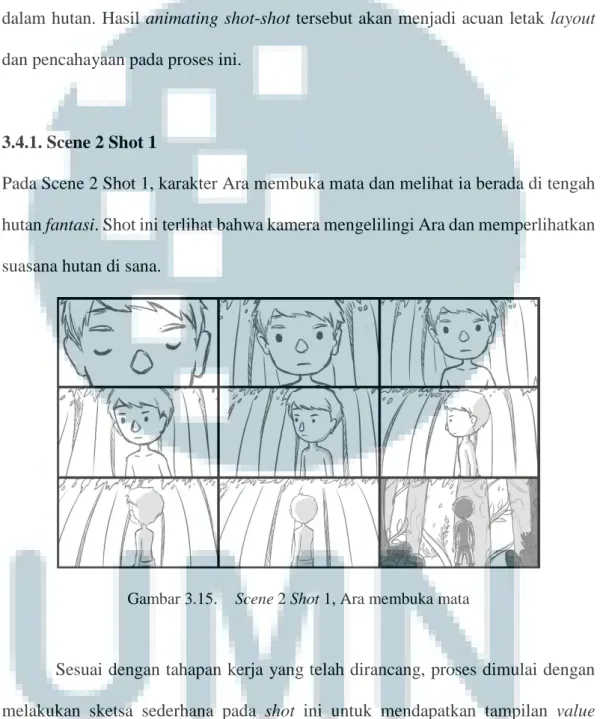 Gambar 3.15.  Scene 2 Shot 1, Ara membuka mata 