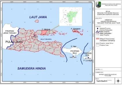 Gambar 1-1-1 Peta Letak Kabupaten Sampang 