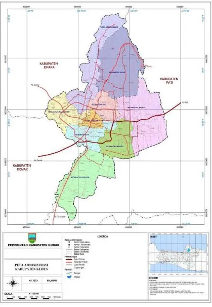 Gambar 4.1 Peta Administrasi Kabupaten Kudus 