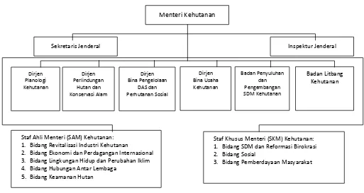 Gambar 5. Struktur Organisasi Jabatan lingkup Kementerian  Kehutanan  
