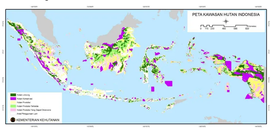 Gambar 1. Peta Kawasan Hutan Indonesia. 