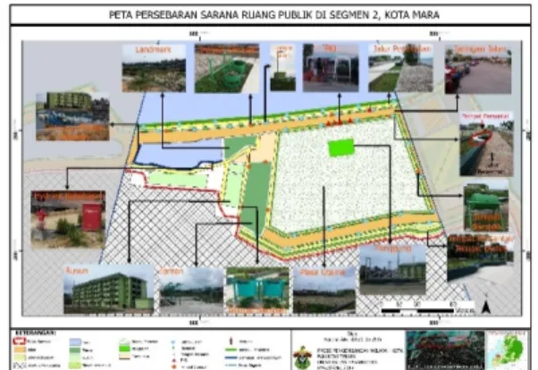 Gambar 5. Peta Persebaran Sarana Penunjang di Segmen 2  (Dua) Ruang Publik Kota Mara 