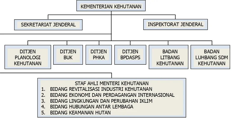 Gambar 1. Struktur Organisasi Kementerian Kehutanan 