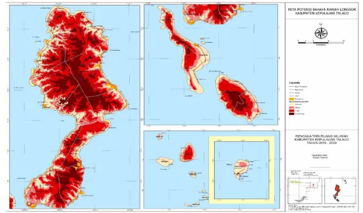 Gambar 2.3 Peta Potensi Bahaya Rawan Longsor Kab. Kepulauan Talaud