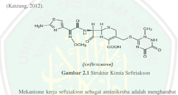 Gambar 2.1 Struktur Kimia Seftriakson 