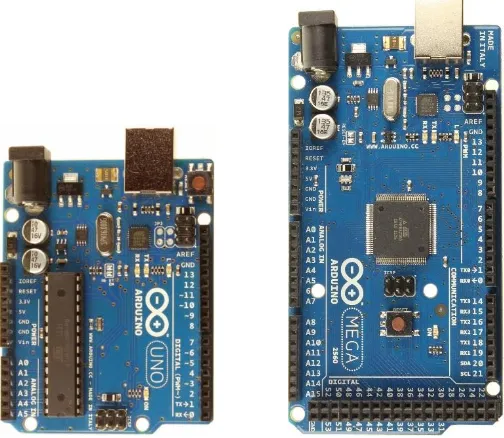 Gambar 2.1    Arduino Uno(kiri) dan Arduino Mega(kanan) 