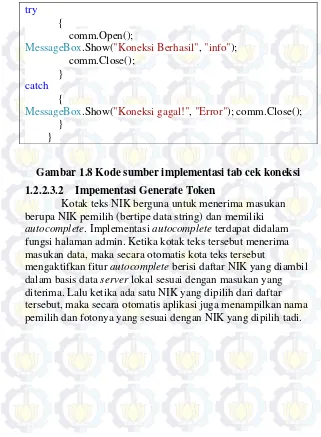 Gambar 1.8 Kode sumber implementasi tab cek koneksi 