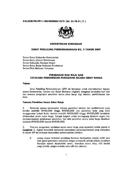 Surat Pekeliling Perbendaharaan Bil. 5 Tahun 2009