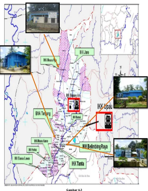 Gambar 4.2Lokasi Masing-Masing Unit Produksi di Kecamatan Tanjung, Kecamatan Murung Pudak, dan