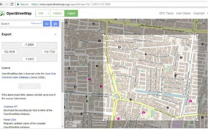 Gambar 4.1 Eksport peta OpenStreetMap 
