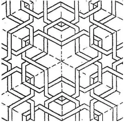 Gambar 10: Ornamen dengan pola dasar persegi enam 