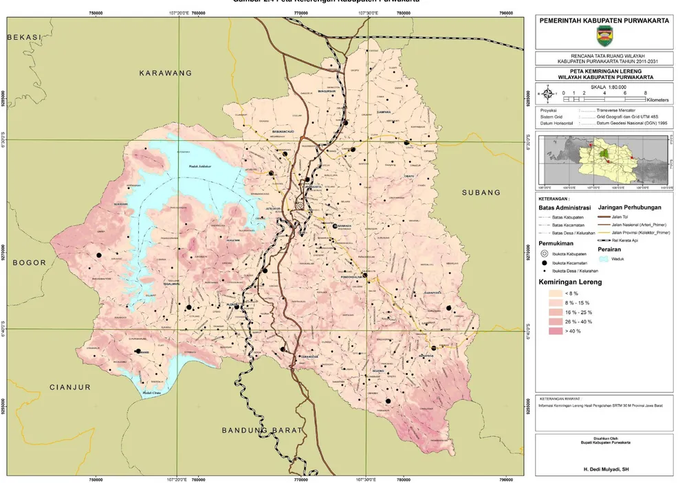 Gambar 2.4 Peta Kelerengan Kabupaten Purwakarta 