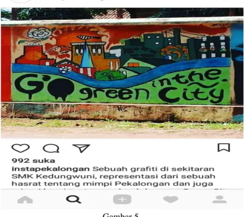 Foto mural di atas bukan sekedar mural namun disitu adalah mural yang dibuat oleh  satu komunitas anak muda di Pekalongan  yang diajak oleh Insta Pekalongan untuk  mendukung kampanye Pekalongan Green City