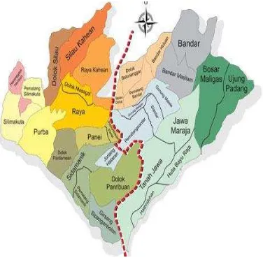 Gambar 1.1 Peta Wilayah Simalungun dan pembagian Wilayah Simalungun Hataran 
