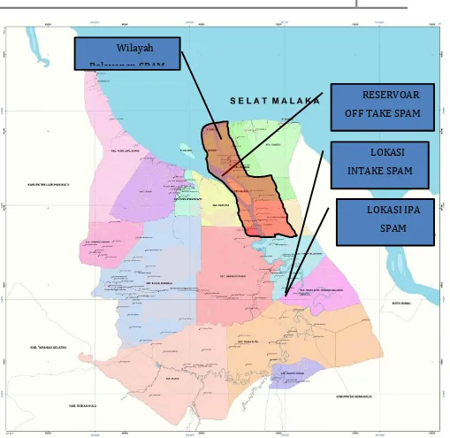 Gambar 3. 6 Lokasi Intake SPAM Regional dan Rencana Daerah Pelayanan 