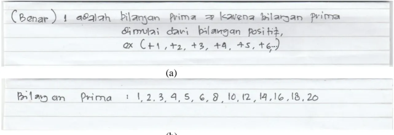Gambar 6. Jawaban Tes Diagnostik  M 4   (a) Jawaban Nomor I.b, (b) Jawaban Nomor 1. 