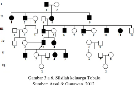 Gambar 3.a.6. Silsilah keluarga Tobalo  Sumber: Arsal &amp; Gunawan, 2012. 