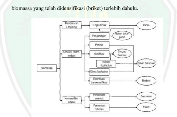 Gambar 2.1 Alur Konversi Limbah Biomassa (Agustina, 2007) 