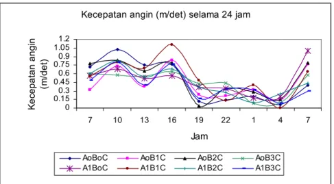 Gambar 11  : Fluktuasi Kecepatan Angin selama 24 Jam 