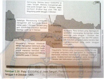 Gambar 5. Peta peristiwa Gerakan 30 September di Jawa Tengah pada tanggal 1 samai 4 Oktober 