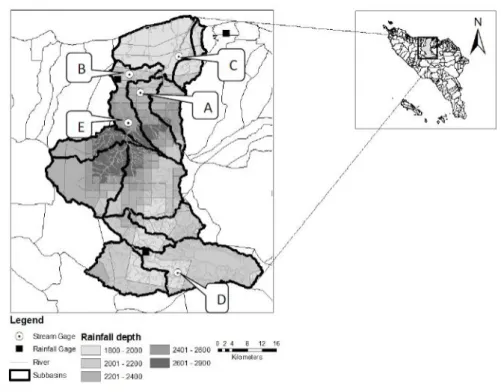 Gambar 1. Lokasi Penelitian DAS Krueng Peusangan dan letak titik pengukuran 