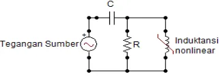 Gambar 2.6 Rangkaian feroresonansi sederhana   menggunakan ATPDraw 