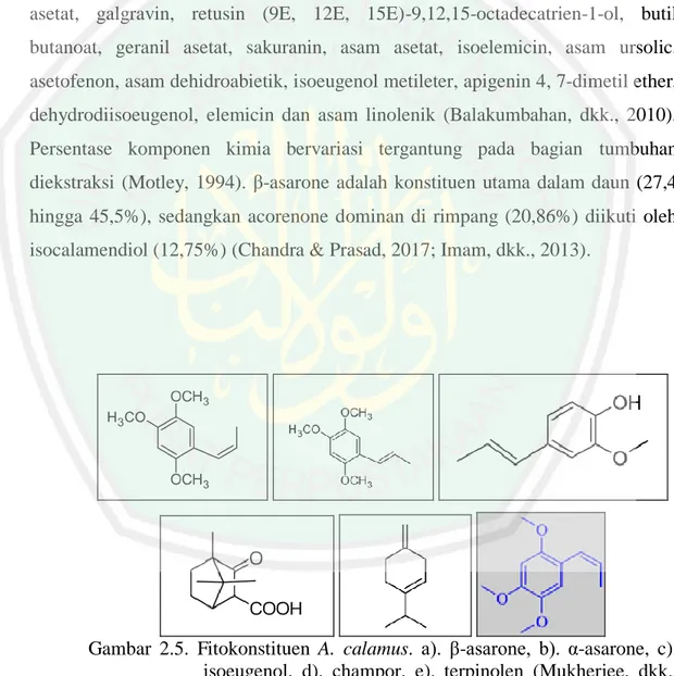 Gambar  2.5.  Fitokonstituen  A.  calamus.  a).  β-asarone,  b).  α-asarone,  c). 