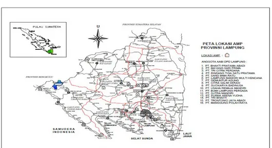Gambar 3. Peta Lokasi Penyebaran AMP di Provinsi Lampung.