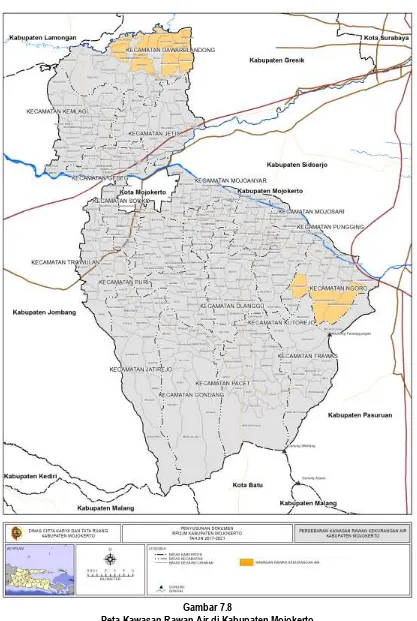 Gambar 7.8 Peta Kawasan Rawan Air di Kabupaten Mojokerto  