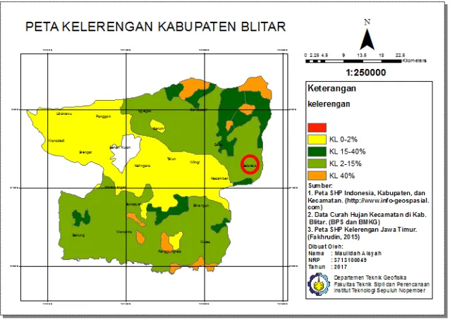 Gambar 4. 2 Hasil Pemetaan Kelerengan Kabupaten Blitar 