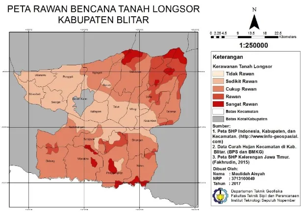 Gambar 4. 4 Peta Rawan Bencana Tanah Longsor Kabupaten Blitar 