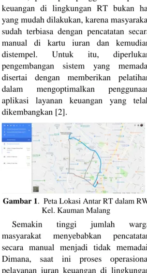 Gambar 1.  Peta Lokasi Antar RT dalam RW  Kel. Kauman Malang 